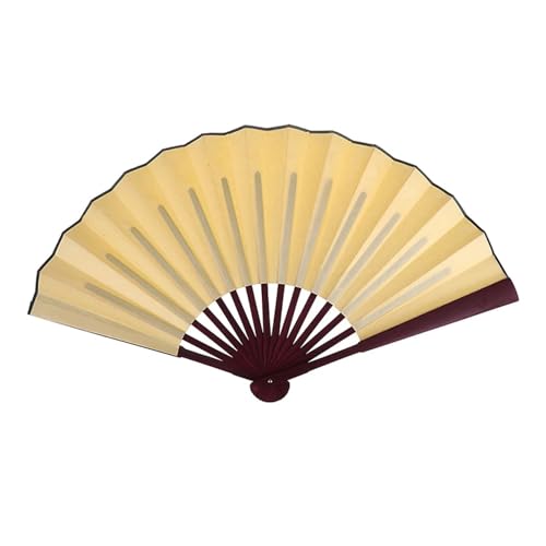 ODJDNLKLWN Ventilator 8 Zoll/10 Zoll Seidentuch Blank Folding Fan Antike for Kalligraphie Malerei Home Decor Handventilator(Yellow 10inch) von ODJDNLKLWN