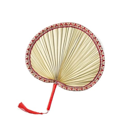 ODJDNLKLWN Ventilator Fan Säumen Handheld Zimmer Wand Dekoration mit Quaste Retro Ländlichen Stil Sommer Leistung Requisiten Handventilator(Red-L-) von ODJDNLKLWN