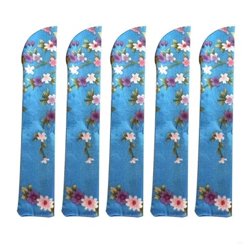 ODJDNLKLWN Ventilator-Set mit 5 Handfächern, Blume, Seide, faltbar, schützender Taschenventilator (blau) von ODJDNLKLWN