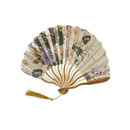 Ventilator 1PC Seide Fan Faltfächer Hochzeit Kunst Geschenke Tanz Hand Fan Vintage Falten Hand Gehalten Blume Handventilator(B Gold) von ODJDNLKLWN
