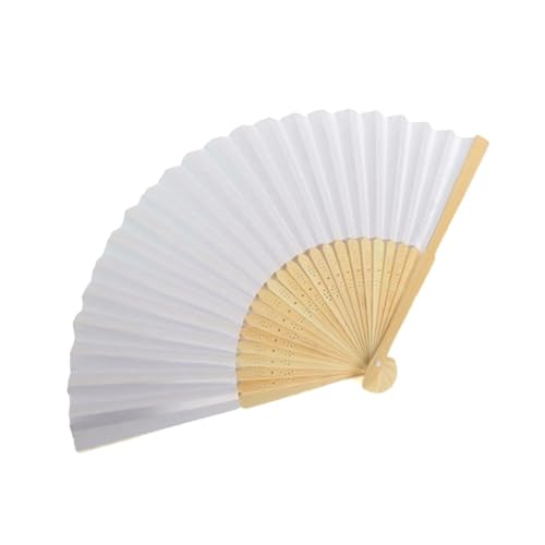 Ventilator 50 STÜCKE-1 DIY Papier Bambus Faltfächer Erwachsene Kinder Kalligraphie Malerei Praxis Blank Weiß Faltfächer Hochzeitsgeschenke Handventilator(1PCS Fan) von ODJDNLKLWN