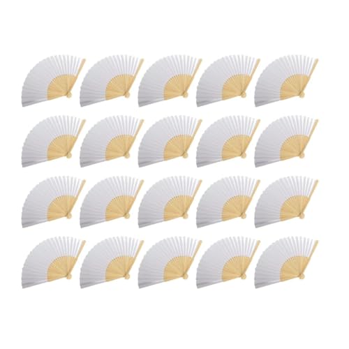 Ventilator 50 STÜCKE-1 DIY Papier Bambus Faltfächer Erwachsene Kinder Kalligraphie Malerei Praxis Blank Weiß Faltfächer Hochzeitsgeschenke Handventilator(20PCS Fan) von ODJDNLKLWN