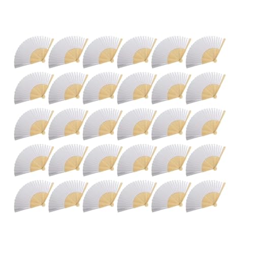 Ventilator 50 STÜCKE-1 DIY Papier Bambus Faltfächer Erwachsene Kinder Kalligraphie Malerei Praxis Blank Weiß Faltfächer Hochzeitsgeschenke Handventilator(30PCS Fan) von ODJDNLKLWN