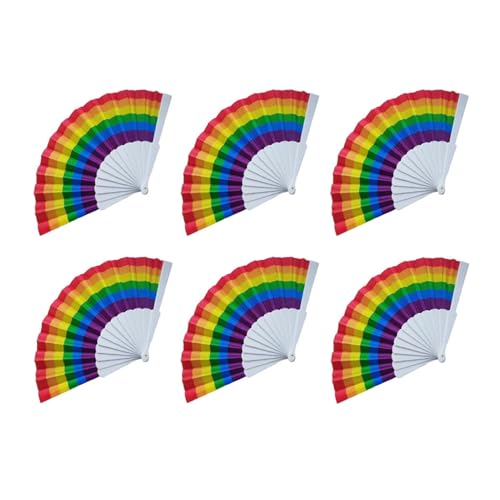 Ventilator 6-36 Pcs Regenbogen Hand Fan Party Folding Fans 7 Zoll Tragbare Handheld for Festival Handventilator(Style 1,12PCS) von ODJDNLKLWN