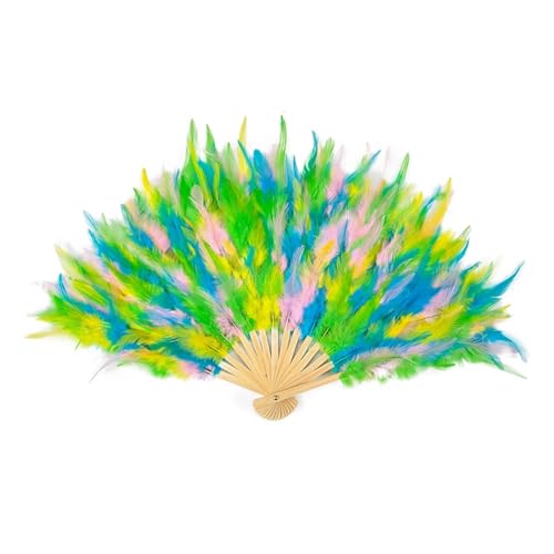 Ventilator 60x35cm Huhn Feder Fan Flauschigen Hochzeit Elegante Party Rooster Folding Leistung Dance Zubehör Decor Handventilator(Pure White,2 PCS Left Right) von ODJDNLKLWN