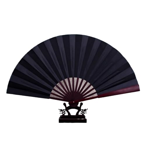 Ventilator 8 Zoll Blanko-Faltfächer-Stil Handfächer Faltbarer Seidenstofffächer DIY Schreiben und Malen Studenten Kaffeebar Handventilator(Black) von ODJDNLKLWN