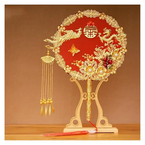 Ventilator Dekorativer Fan Antiker Hanfu Hochzeit Braut Fans Handgemachte Vintage Fotografie Dekor Blumen Requisiten Handstrauß Handventilator(B2-no fan rack) von ODJDNLKLWN