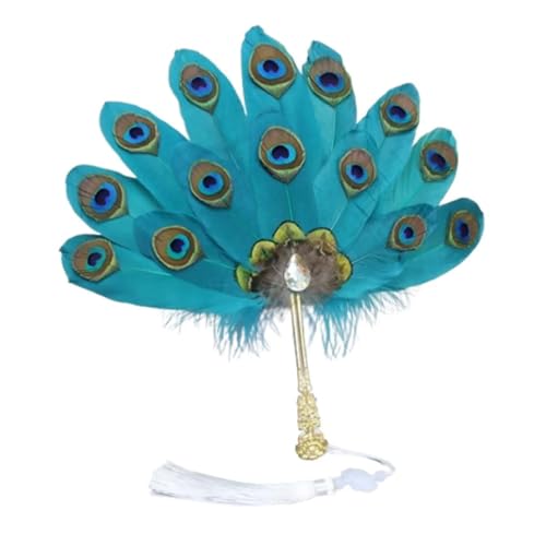 Ventilator Exquisiter Perlenfächer, handgefertigt, kreativer Pfau mit Quastenanhänger, Kostüm, Tanzshow, dekoratives Handwerk Handventilator(Style 4) von ODJDNLKLWN