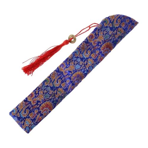 Ventilator Faltbare Handfächertasche aus Seide mit Quaste, staubdichter Halter, Schutztasche, Hülle im Retro-Stil Handventilator(Royal blue) von ODJDNLKLWN
