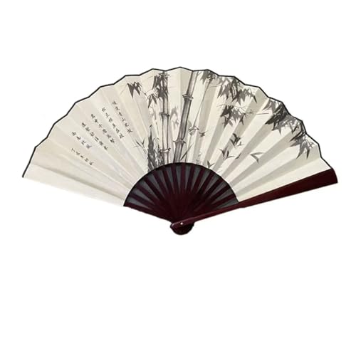 Ventilator Griff Faltfächer Seidentuch Traditionelle Malerei Handfächer Lasergravur Retro-Stil Handventilator(A) von ODJDNLKLWN