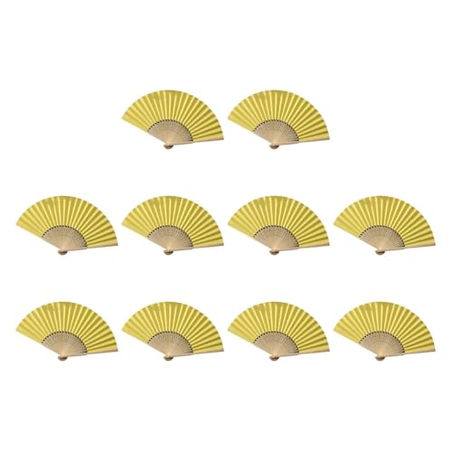 Ventilator Handfächer aus Papier in Taschenform, faltbar, einfarbig, Gastfächer, DIY-Geschenk, Hochzeit, Geburtstag, Sommerparty Handventilator(10PCS Yellow) von ODJDNLKLWN