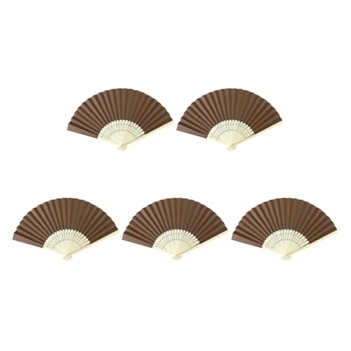 Ventilator Handfächer aus Papier in Taschenform, faltbar, einfarbig, Gastfächer, DIY-Geschenk, Hochzeit, Geburtstag, Sommerparty Handventilator(5PCS Brown) von ODJDNLKLWN