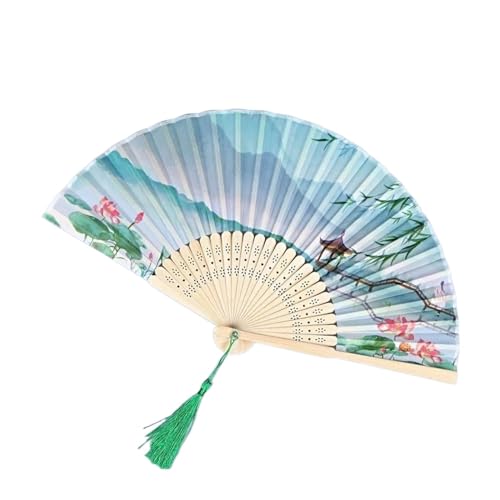Ventilator Retro-Blumenmuster, Heimdekoration, eleganter Faltfächer, Malerei, Handventilator, Tanz-Performance-Requisiten Handventilator(J) von ODJDNLKLWN