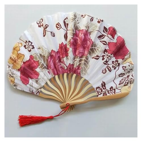Ventilator Runder, faltbarer Handfächer mit Blütenmotiv, Sommer-Kühlventilator mit Geschenktüte, Hochzeitsgeschenke for Brautjungfern, Gäste, Großpackung, 100 Stück Handventilator(12) von ODJDNLKLWN