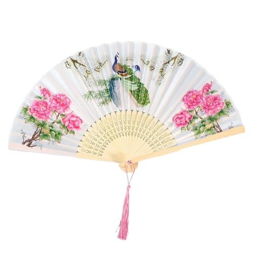 Ventilator Vintage Faltfächer Blumen Handfächer Hochzeit Frauen Tanzparty Faltbare Foto Requisiten Home Kunsthandwerk Handventilator(Rosepink) von ODJDNLKLWN