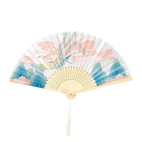 Ventilator Vintage Faltfächer Blumen Handfächer Hochzeit Frauen Tanzparty Faltbare Foto Requisiten Home Kunsthandwerk Handventilator(White) von ODJDNLKLWN