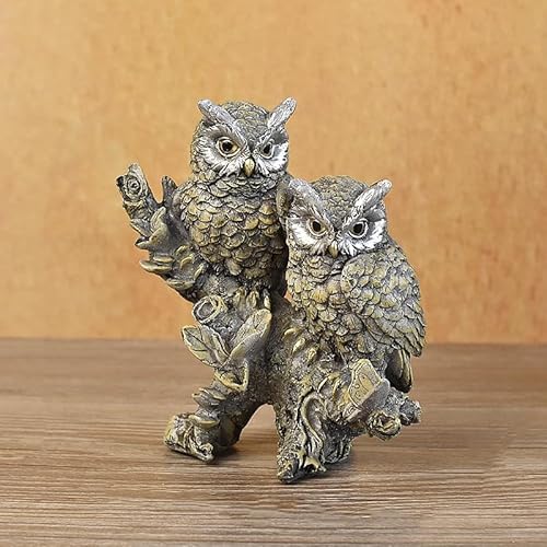 ODMYZG Eulenfiguren,Eulendekoration,kleine Dekorationsartikel,Möbeldekoration,Skulptur für Zuhause,Büro,Tischplatte.Geschenke für Eulenliebhaber. (Zwei graue Eulen) von ODMYZG