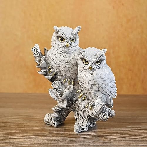 ODMYZG Eulenfiguren,Eulendekoration,kleine Dekorationsartikel,Möbeldekoration,Skulptur für Zuhause,Büro,Tischplatte.Geschenke für Eulenliebhaber. (Zwei weiße Eulen) von ODMYZG