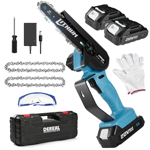Mini Kettensäge Drahtlose 15cm Mit 2 Batterien 20v 19,2 Ft/S Batteriebetriebene Elektrische Kettensägen Mit Sicherheitsschloss, Verbesserte Handheld Kleine Kettensäge Für Holz Schneiden Trimmen von ODOGYM