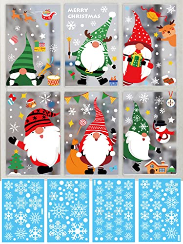 Weihnachtsdeko Fenster Aufkleber, 10 Stück Abnehmbare Fensterbilder Weihnachten Selbstklebend PVC Schneeflocken Deko Fensterdeko Statisch Haftende Fensterfolie Weihnachtsdekoration von ODOOKON
