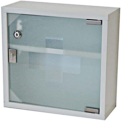 ODT Metall Medizinschrank Arzneischrank Erste Hilfe Schrank mit Schloss Weiß 2 Ebene 30x30x12cm von ODT