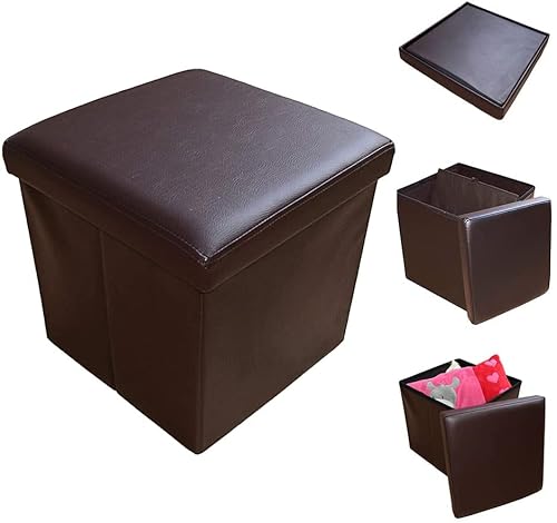 ODT Sitzbank Sitzhocker Aufbewahrungsbox mit Stauraum Faltbar 38 x 38 x 38 cm (Braun) von ODT