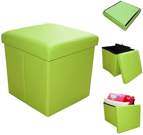 ODT Sitzbank Sitzhocker Aufbewahrungsbox mit Stauraum faltbar Kunstleder 38 x 38 x 38 cm (Grün) von ODT