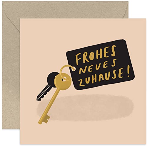 OEC Cute New Home Card for Couple - Fun Keychain Keys Housewarming Card for Couple - Frohes Neues Zuhause Card for Friends and Family | Blank Inside with Envelope von OEC