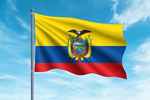 OEDIM Ecuador Flagge 150 x 85 cm, verstärkt und mit Nähten, mit 2 Metallösen, wasserdicht, Gelb, Blau, Rot, B0B831ZZ26 von Oedim