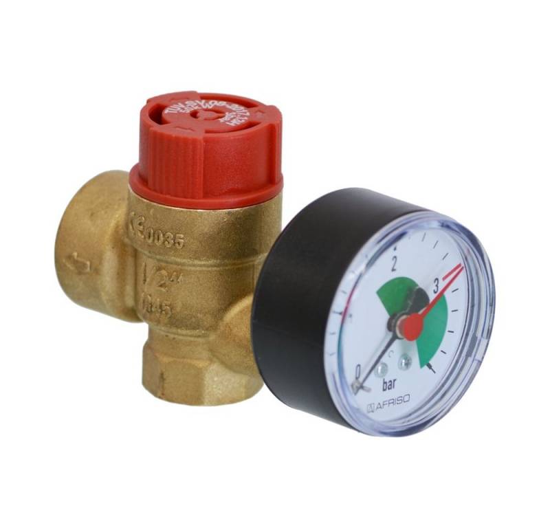 OEG GmbH Rohrverbinder Membran-Sicherheitsventil mit Manometer für Heizungsanlagen 1/2" x 3/4 von OEG GmbH