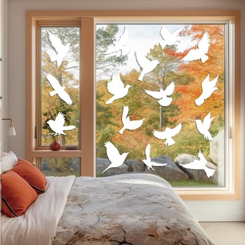 Bird Anti-Collision Window Stickers Bird Protection for Glass Panes Warning Collision Stickers Bird Shape Window Stickers Bird Shape,Static Adhesive Protect Birds from Glass Collision (a) von OEIOTEI