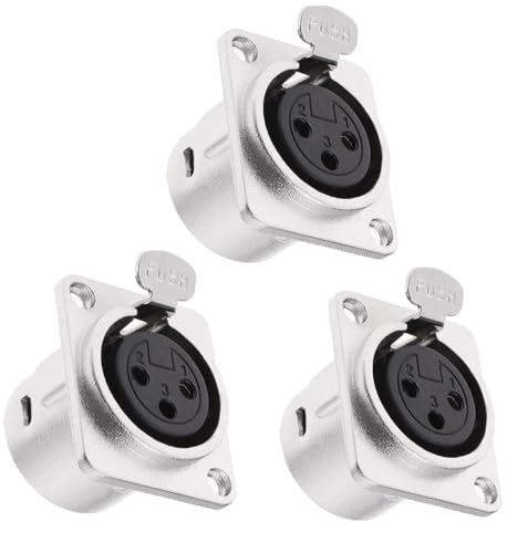OEIOTEI 3 Stk XLR-Buchsenstecker Audio Adapter Konnektor 3-polige Panelmontage-Buchsen D-Typ silber Einbaustecker XLR-Buchsen für Mikrofonlautsprecher Musikinstrumente (A) von OEIOTEI