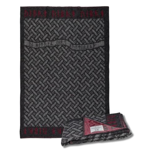 ÖJBRO VANTFABRIK "Futhark gewebte Wolldecke 90x130 cm Russ/grau/rot 100% Schafwolle Strick-Plaid Tagesdecke Schossdecke Quilt warm weich - Hergestellt in Schweden von ÖJBRO VANTFABRIK
