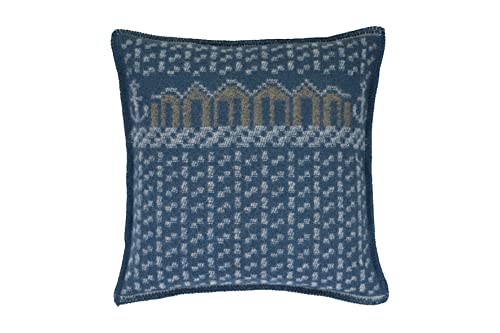 ÖJBRO VANTFABRIK "Skaftö Marin“ gewebte Dekokissen-Bezug Wollkissenhülle 50x50 cm Kissenbezug für Zierkissen Merinowolle Folklore Deko-Kissenhülle für Kissen blau/grau/beige von ÖJBRO VANTFABRIK