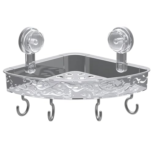 OEKYTOY Gewellter Saugnapf-Aufbewahrungshalter, Saugnapf-Badezimmerregal, bewegliches Duschregal, Saugnapf, kein Bohren, Wandregal (graue Dreiecke, 1 Stück) von OEKYTOY