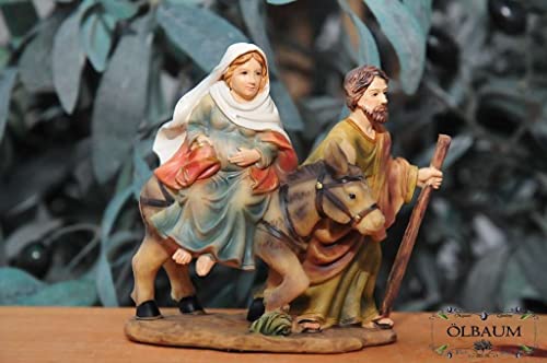 Krippenzubehör-Set für Weihnachtskrippen- & Figuren - mit Beleuchtung - Krippenfigur, Zusatzfiguren Herbergssuche von Maria und Josef zur Jesus im Stall, Lk 2,4-7- Passion Christi - für 9-10 cm Figur von ÖLBAUM