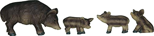 ÖLBAUM 4 x Wildschweine-Figuren, Krippenfiguren 4 cm max. Höhe, für Weihnachtskrippe für 7-13 cm Figuren geeignet, hochwertige Mimik, braun von ÖLBAUM