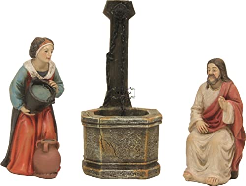 ÖLBAUM Figuren-Set, 3-TLG. Darstellung: Jesus mit Samariterin am Jakobsbrunnen, Größe:Figur 9 cm von ÖLBAUM