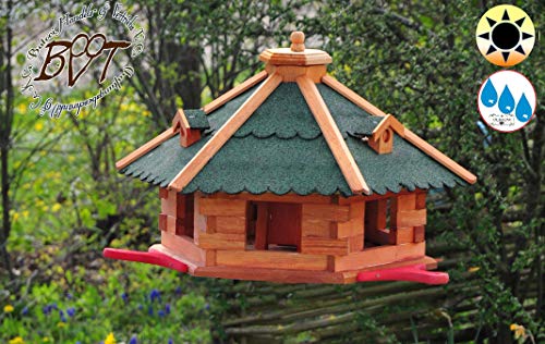 PREMIUM Vogelhaus, groß, mit Anflugbrett/Landebahn, Massivholz,wetterfest, von ÖLBAUM