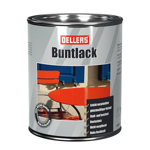 OELLERS Buntlack, 1 Liter, RAL 9010 Reinweiß, Alkydharzlack, wirksamer Metallschutzlack, glänzende Metallfarbe, Decklack, Metallschutzfarbe mit hoher Deckkraft, Rostschutzfarbe von OELLERS