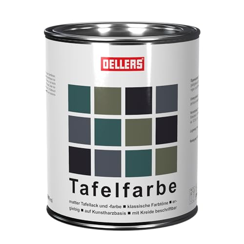 OELLERS 2in1 Tafellack und Tafelfarbe für Holz, RAL 7016 Anthrazitgrau, 1 Liter, Metall und Wände, klassische Farbtöne in matt, als Schultafellack geeignet, beschriftbar von OELLERS