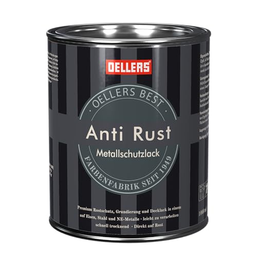 OELLERS Anti Rust, 1 Liter, RAL 5010 Enzianblau, 3in1 Metallschutzlack, Rostschutzlack, Grundierung und Deckanstrich + Schutzschicht für alle Metallarten geeignet, direkt auf Rost, 1L/6m² von OELLERS