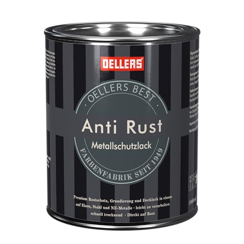 OELLERS Anti Rust, 1 Liter, RAL 6005 Moosgrün, 3in1 Metallschutzlack, Rostschutzlack, Grundierung und Deckanstrich + Schutzschicht für alle Metallarten geeignet, direkt auf Rost, 1L/6m² von OELLERS