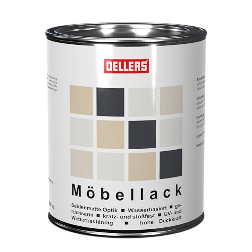 OELLERS Möbellack, RAL 9001 Cremeweiß, 1 Liter, wasserbasierte seidenmatte Holzfarbe für innen & außen, kein Schleifen, Holzlack, Bunt Lack auch für Metall, Holz & Kunststoffe von OELLERS