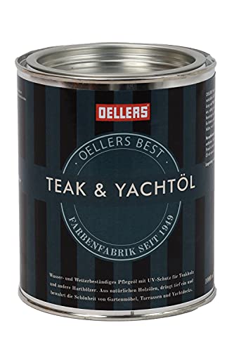 OELLERS Teak & Yachtöl pflegender Holzschutz, 1 Liter/bis zu 15m², farblos und wasserabweisend, aus natürlichen Ölen, für Hartholz von OELLERS