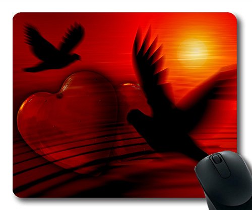 (Precision Lock Edge Mouse Pad) Heart Dove Silhouette Love Luck Abstract Gaming Mouse Pad Mouse Mat for Mac or Computer von OEM