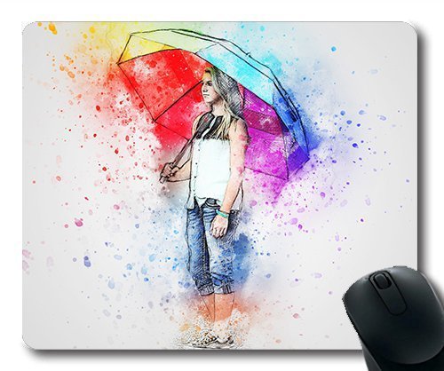 (genaue - Kante - Mousepad) Mädchen Schirm Kunst Abstrakte Aquarell 071216 Gaming - Maus mit der Mac - Oder der Computer Mouse Pad. von OEM