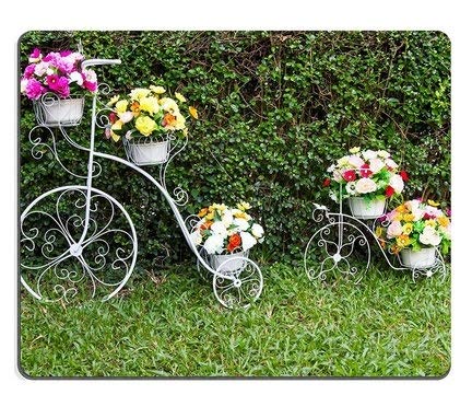 (genaue overlock Mousepad - Mousepad Gaming Mouse Pad Fahrrad - erfinder - Zwei Menschen Sind auf Dem Rasen, Verziert mit Blumen von OEM