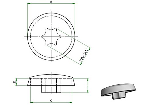 OEM Abdeckkappen für Torx Schrauben TX30 grau Typ 1 LDPE 10 Stück von OEM