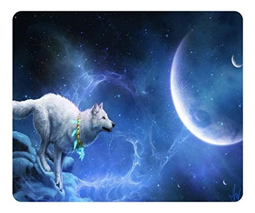 Individuelle Mousepad Rechteck - Desktop - Mousepad der Weiße Wolf Mond Hochwertige rechteckige Mousepad von OEM